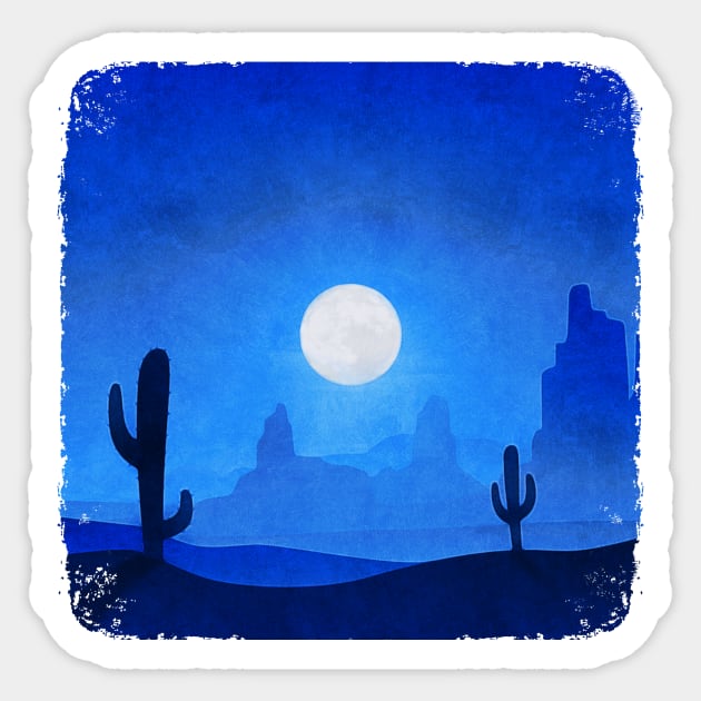 Dreamy Blue Desert Moon Seventies Snapshot Sticker by LittleBunnySunshine